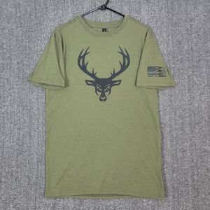 Bucked Up T-Shirt Mens L Green Deer American Flag Hunting Patriotic Graphic Tee
